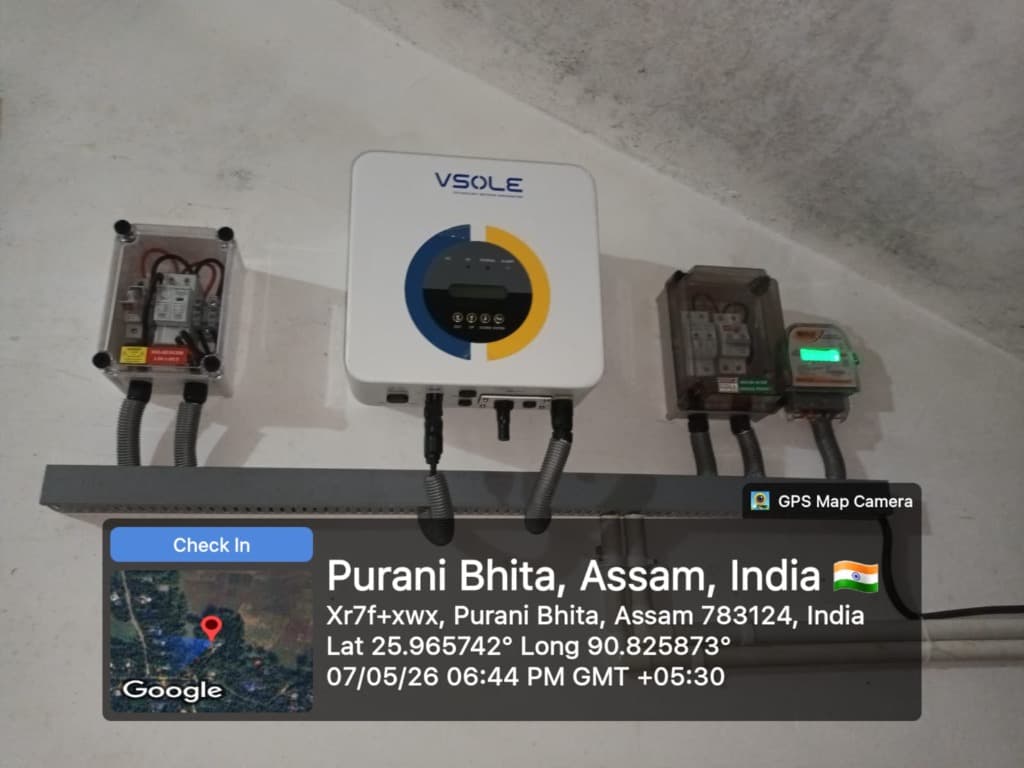 Empanelled solar inverter and control setup in Purani Bhita, Goalpara, Assam